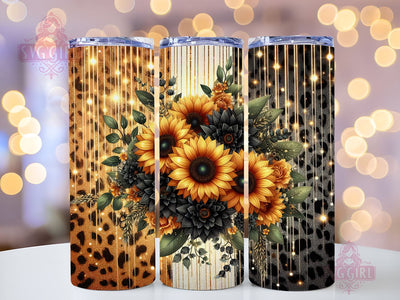 Leopard Sunflower 20oz Tumbler Wrap Sublimation Design, Straight Tapered Tumbler Wrap, Glitter Sunflower Tumbler Png, Instant Digital Download Sublimation SvggirlplusArt 