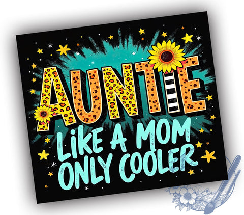 Leopard Sunflower Auntie Floral Tumbler Wrap, Auntie Tumbler, Leopard Print, Sunflower Design, 20oz Tumbler, Sublimation Wrap, Gift for Aunt, Floral Drinkware Sublimation ToriDesigns 