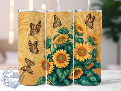 Leopard Sunflower Butterfly Tumbler, Butterfly Art, Leopard Print, Sublimation Art, 20oz Tumbler, Bold Design, Floral Theme Sublimation ToriDesigns 