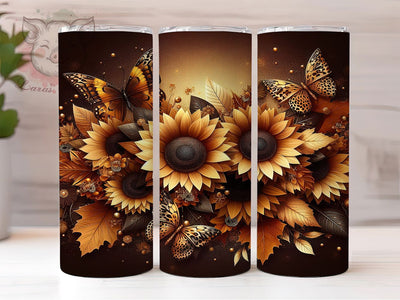 Leopard Sunflower Butterfly Tumbler, Butterfly Tumbler Wrap, 20oz Sublimation Design, Sunflower Animal Print Tumbler, Boho Leopard Tumbler, Nature Aesthetic Tumbler, Seamless Floral Wrap Sublimation Lara' s Designs 