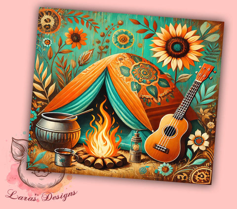 Leopard Sunflower Camping 20oz Tumbler, Leopard Print Design, Sunflower Tumbler, 20oz Sublimation Wrap, Outdoor Lover Gift, Wilderness Tumbler, Nature Themed Tumbler Sublimation Lara' s Designs 