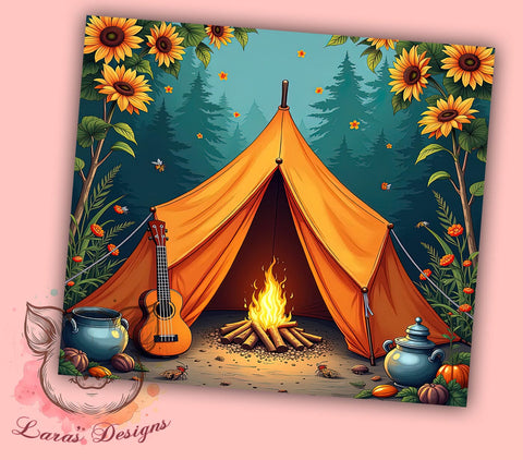 Leopard Sunflower Camping 20oz Tumbler, Leopard Print Design, Sunflower Tumbler, 20oz Sublimation Wrap, Outdoor Lover Gift, Wilderness Tumbler, Nature Themed Tumbler Sublimation Lara' s Designs 