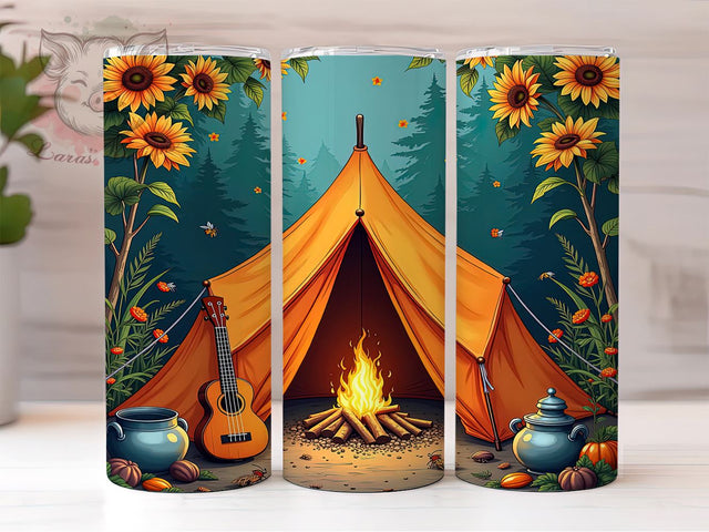 Leopard Sunflower Camping 20oz Tumbler, Leopard Print Design, Sunflower Tumbler, 20oz Sublimation Wrap, Outdoor Lover Gift, Wilderness Tumbler, Nature Themed Tumbler Sublimation Lara' s Designs 