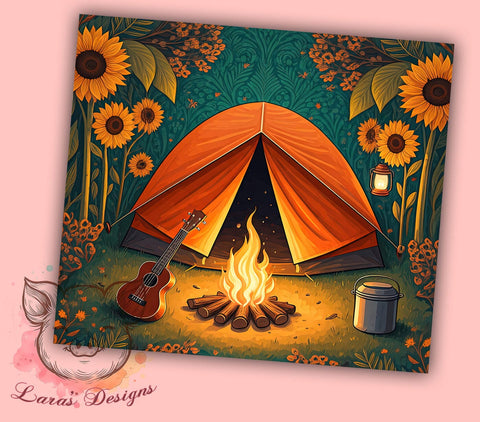 Leopard Sunflower Camping 20oz Tumbler, Leopard Print Design, Sunflower Tumbler, 20oz Sublimation Wrap, Outdoor Lover Gift, Wilderness Tumbler, Nature Themed Tumbler Sublimation Lara' s Designs 