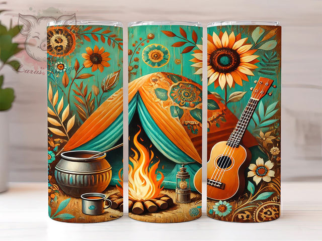 Leopard Sunflower Camping 20oz Tumbler, Leopard Print Design, Sunflower Tumbler, 20oz Sublimation Wrap, Outdoor Lover Gift, Wilderness Tumbler, Nature Themed Tumbler Sublimation Lara' s Designs 