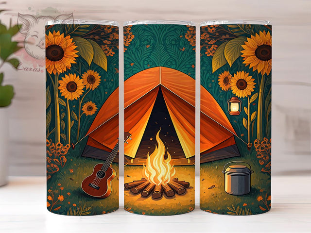 Leopard Sunflower Camping 20oz Tumbler, Leopard Print Design, Sunflower Tumbler, 20oz Sublimation Wrap, Outdoor Lover Gift, Wilderness Tumbler, Nature Themed Tumbler Sublimation Lara' s Designs 