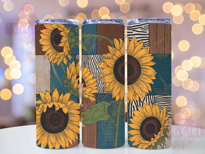 Leopard Sunflower Floral Tumbler, Leopard Print Wrap, Sunflower Leopard Cup, 20oz Sublimation Wrap, Floral Animal Print, Sunflower Leopard Design, Skinny Tumbler Wrap Sublimation SvggirlplusArt 