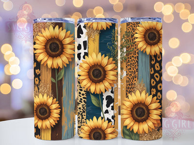 Leopard Sunflower Floral Tumbler, Leopard Print Wrap, Sunflower Leopard Cup, 20oz Sublimation Wrap, Floral Animal Print, Sunflower Leopard Design, Skinny Tumbler Wrap Sublimation SvggirlplusArt 