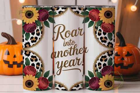 Leopard Sunflower Floral Tumbler Wrap Sublimation PixelChick 