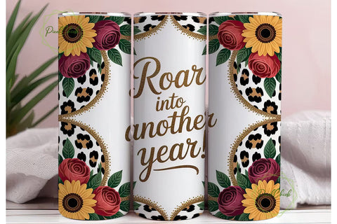 Leopard Sunflower Floral Tumbler Wrap Sublimation PixelChick 