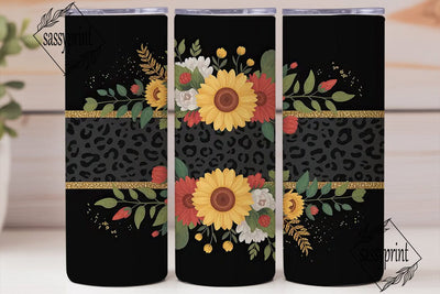 Leopard Sunflower Glitter 20oz Tumbler Sublimation sassyprint 