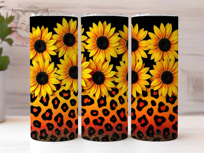 Leopard Sunflower Glitter Tumbler Wrap, Glitter Animal Print Wrap, 20oz Sublimation Wrap, Wildflower Cheetah Cup, Glam Sunflower Tumbler, Sparkle Leopard Design, Trendy Western Tumbler Sublimation Lara' s Designs 