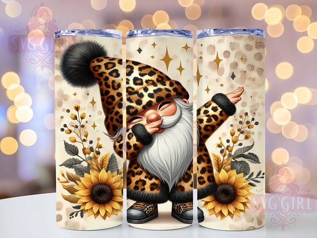 Leopard Sunflower Gnome 20oz Tumbler, Sunflower Gnome Wrap, 20oz Sublimation Tumbler, Boho Sunflower Design, Animal Print Gnome Tumbler, Rustic Floral Tumbler, Gnome and Sunflower Tumbler Sublimation SvggirlplusArt 