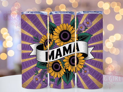 Leopard Sunflower Mama Tumbler, Leopard Print, Purple Glitter, Floral Wrap, Sublimation Art, 20oz Tumbler, Bold Design Sublimation SvggirlplusArt 