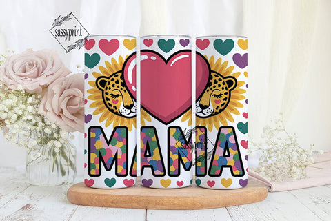 Leopard Sunflower MAMA Tumbler Wrap PNG Sublimation sassyprint 