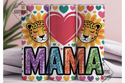 Leopard Sunflower MAMA Tumbler Wrap PNG Sublimation sassyprint 