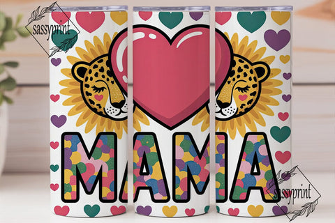 Leopard Sunflower MAMA Tumbler Wrap PNG Sublimation sassyprint 