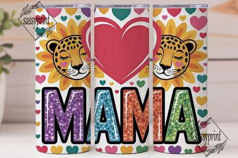 Leopard Sunflower MAMA Tumbler Wrap PNG Sublimation sassyprint 