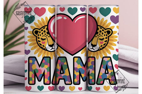 Leopard Sunflower MAMA Tumbler Wrap PNG Sublimation sassyprint 