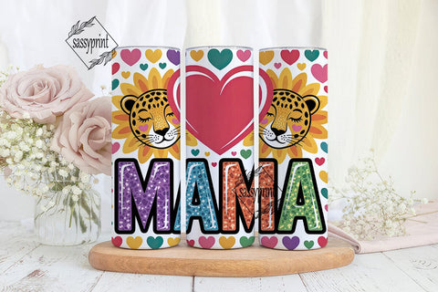 Leopard Sunflower MAMA Tumbler Wrap PNG Sublimation sassyprint 