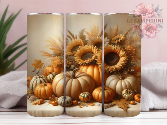 Leopard Sunflower Pumpkin Fall Tumbler, Sunflower Wrap Design, Fall Sublimation PNG, Rustic Farmhouse Style, 20oz Tumbler Sublimation, Autumn Pumpkin Aesthetic, Trendy Animal Print Design Sublimation Li Zamperini 