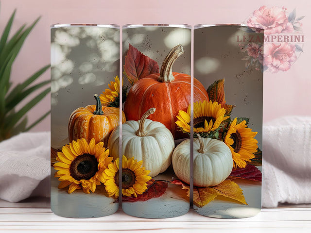 Leopard Sunflower Pumpkin Fall Tumbler, Sunflower Wrap Design, Fall Sublimation PNG, Rustic Farmhouse Style, 20oz Tumbler Sublimation, Autumn Pumpkin Aesthetic, Trendy Animal Print Design Sublimation Li Zamperini 