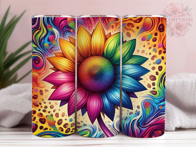 Leopard Sunflower Rainbow 20oz Tumbler Wrap PNG, Straight & Tapered Tumbler Wrap, Tie Dye Sunflower Tumbler PNG, Instant Digital Download Sublimation Li Zamperini 