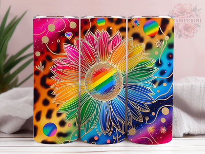 Leopard Sunflower Rainbow 20oz Tumbler Wrap PNG, Straight & Tapered Tumbler Wrap, Tie Dye Sunflower Tumbler PNG, Instant Digital Download Sublimation Li Zamperini 