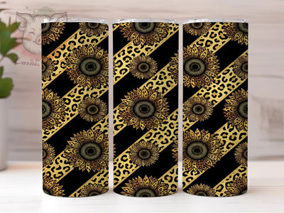 Leopard Sunflower Stripe 20oz Tumbler, Leopard Sunflower, Sunflower Stripe, Leopard Tumbler, 20oz Tumbler, Stripe Tumbler, Sunflower Tumbler, Tumbler Wrap Sublimation Lara' s Designs 