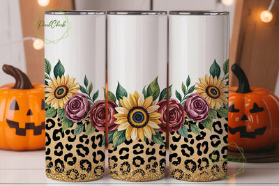 Leopard Sunflower Tumbler Wrap Sublimation PixelChick 