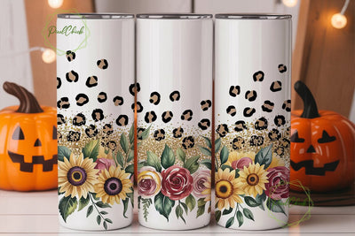 Leopard Sunflower Tumbler Wrap Sublimation PixelChick 