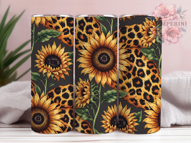 Leopard Sunflower Western 20oz Tumbler, Sunflower Design, Western Style, Rustic Tumbler, 20oz Sublimation, PNG Design, Country Gift Sublimation Li Zamperini 