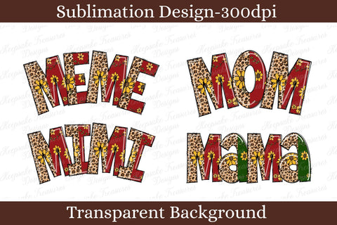 Leopard Sunflower word art Includes: Mama, Mom, Mimi, and Meme, Sublimation PNG Printable Design Sublimation Keepsake Treasures Designs LLC. 