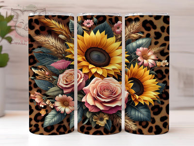 Leopard Sunflowers 20oz Tumbler Png, Straight & Tapered Tumbler Png, Sunflowers Tumbler Png, Digital Download PNG Sublimation Lara' s Designs 