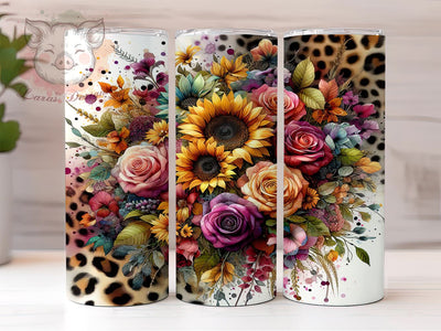 Leopard Sunflowers 20oz Tumbler Png, Straight & Tapered Tumbler Png, Sunflowers Tumbler Png, Digital Download PNG Sublimation Lara' s Designs 
