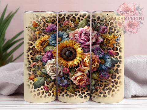 Leopard Sunflowers 20oz Tumbler Wrap PNG, Sunflowers Tumbler Png, Straight & Tapered Tumbler Wrap, Instant Digital Download Sublimation Li Zamperini 