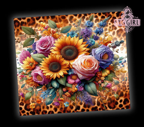 Leopard Sunflowers 20oz Tumbler Wrap Sublimation Design, Straight Tapered Tumbler Wrap, Sunflowers Tumbler Png, Instant Digital Download Sublimation SvggirlplusArt 