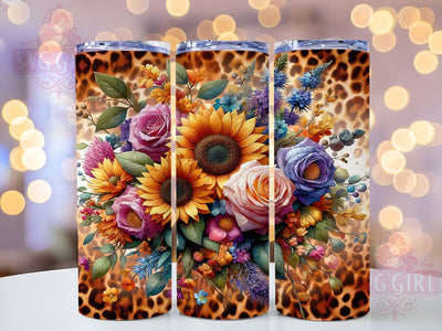 Leopard Sunflowers 20oz Tumbler Wrap Sublimation Design, Straight Tapered Tumbler Wrap, Sunflowers Tumbler Png, Instant Digital Download Sublimation SvggirlplusArt 