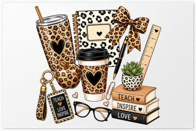 Leopard Teacher Essentials PNG | Teacher Sublimation Design SVG BillahCrafts 