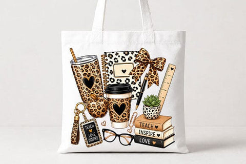 Leopard Teacher Essentials PNG | Teacher Sublimation Design SVG BillahCrafts 
