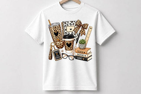 Leopard Teacher Essentials PNG | Teacher Sublimation Design SVG BillahCrafts 