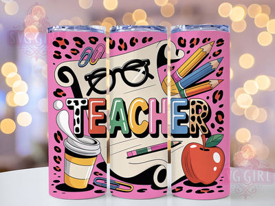 Leopard Teacher Life 20oz Tumbler, Leopard Print Wrap, Sublimation Gift, Educator Mug, 20oz Tumbler Design, Teacher Life Quote, Classroom Theme Sublimation SvggirlplusArt 