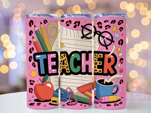 Leopard Teacher Life 20oz Tumbler, Leopard Print Wrap, Sublimation Gift, Educator Mug, 20oz Tumbler Design, Teacher Life Quote, Classroom Theme Sublimation SvggirlplusArt 