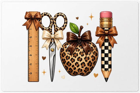Leopard Teacher Supplies PNG Cute School Sublimation Design SVG BillahCrafts 
