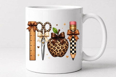Leopard Teacher Supplies PNG Cute School Sublimation Design SVG BillahCrafts 