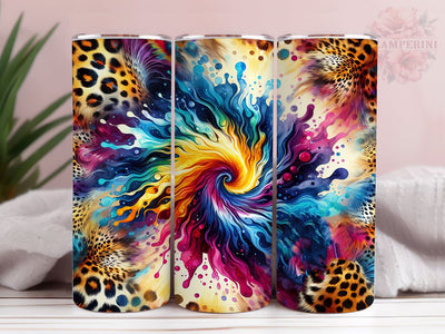 Leopard Tie Dye 20oz Tumbler Wrap PNG, Western Tumbler Png, Straight & Tapered Tumbler Wrap, Instant Digital Download Sublimation Li Zamperini 