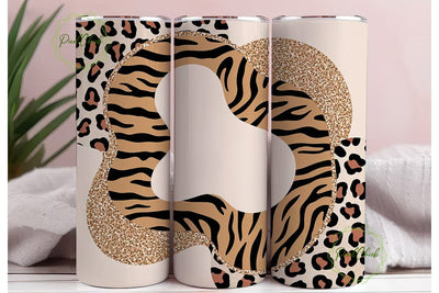 Leopard Tiger Glitter 20oz Tumbler Wrap Sublimation PixelChick 
