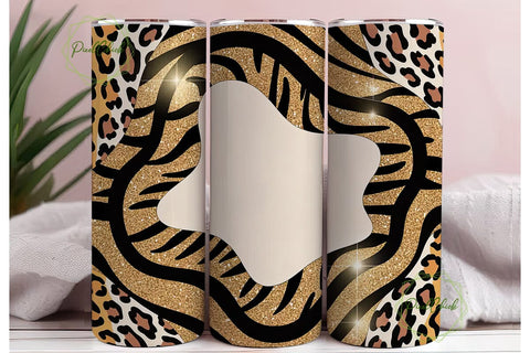 Leopard Tiger Glitter 20oz Tumbler Wrap Sublimation PixelChick 