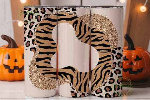 Leopard Tiger Glitter 20oz Tumbler Wrap Sublimation PixelChick 