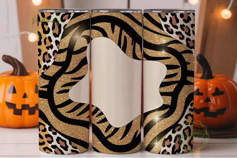Leopard Tiger Glitter 20oz Tumbler Wrap Sublimation PixelChick 